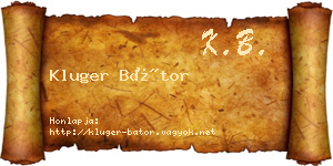 Kluger Bátor névjegykártya